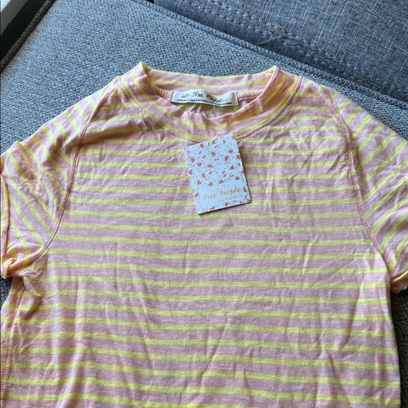 We The Free Pink and Yellow Striped Tee - Picture 4 of 7
